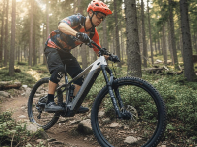 VTT électrique sur un sentier en forêt